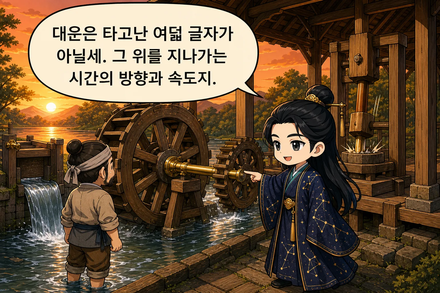 대운은 타고난 여덟 글자가 아닐세. 그 위를 지나가는 시간의 방향과 속도지.