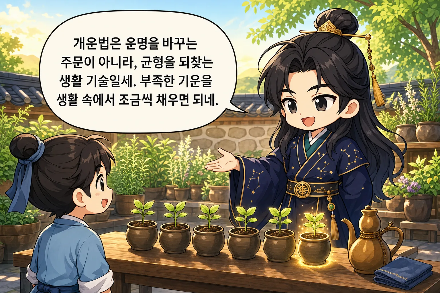 개운법은 운명을 바꾸는 주문이 아니라, 균형을 되찾는 생활 기술일세. 부족한 기운을 생활 속에서 조금씩 채우면 되네.
